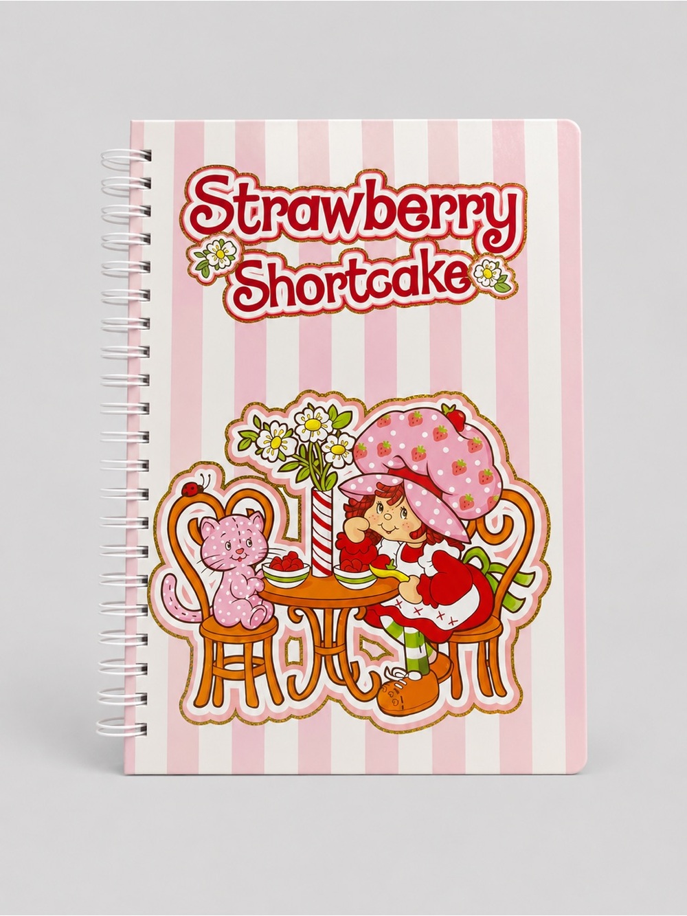 Strawberry Shortcake Spiral Notebook – Pink Stripe Cover | Brand New